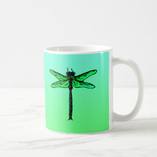 Mug libellule japonaise vintage, vert émeraude