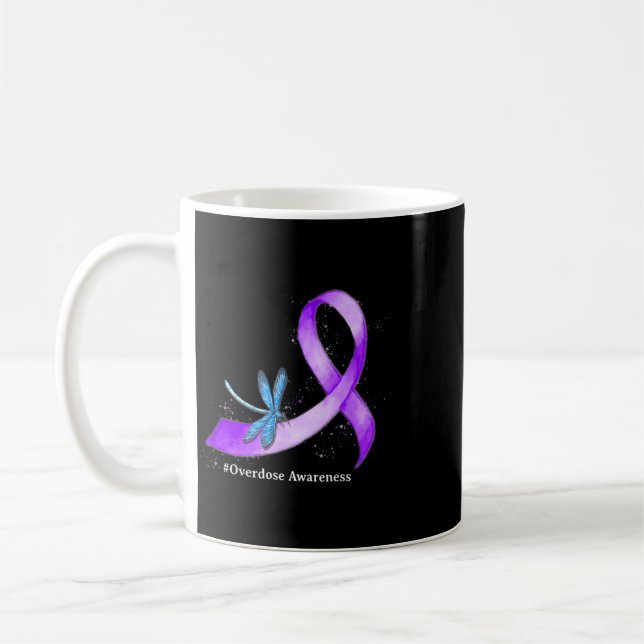 Mug Libellule Ruban Violet de Sensibilisation au Surdo (Gauche)