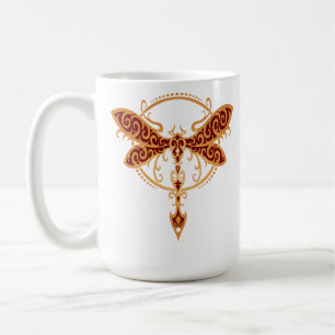 Mug Libellule tribale rouge d'or