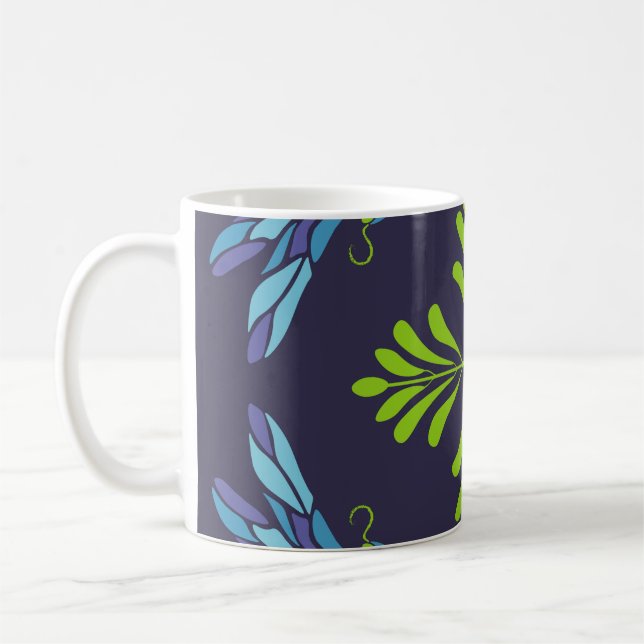 Mug libellule verte motif vintage sur dossier foncé (Gauche)
