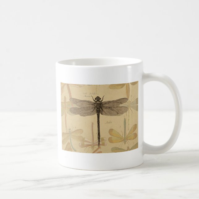 Mug Libellule Vintage Antique Classique Nature (Droite)