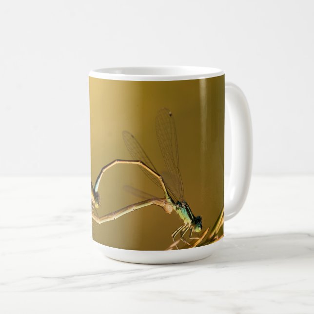 Mug Libellules Dorées Photographie Macro Originale (Devant droit)