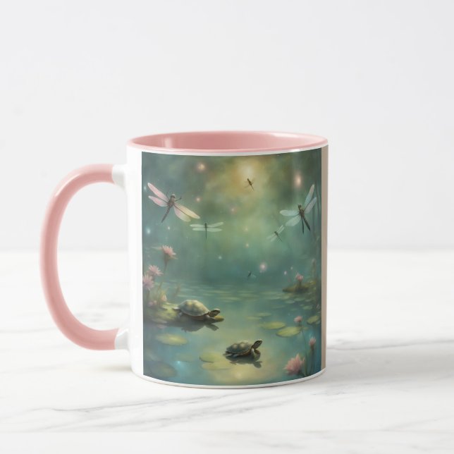 Mug Libellules et tortues fantaisistes sur un étang (Gauche)