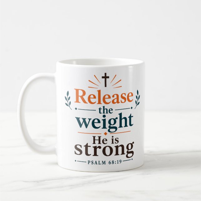 Mug Libérez le poids Il est fort Citation de l'Écritur (Gauche)