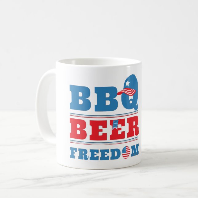 MUG LIBERTÉ DE BIÈRE BBQ - 4 JUILLET USA (Devant gauche)