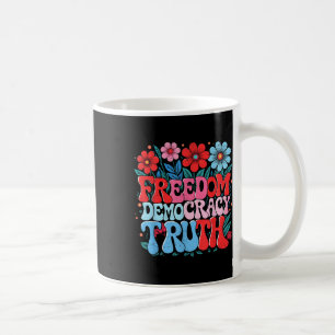 Mug Liberté Démocratie Vérité Rétro Fleurs 70s 4 Juill