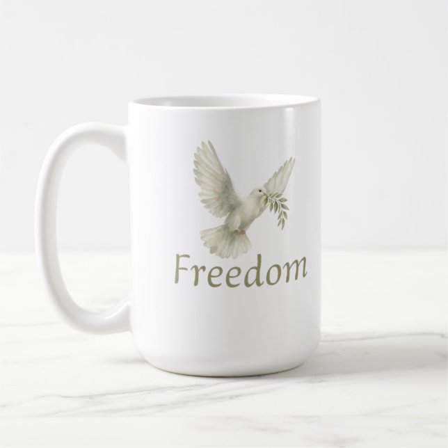 Mug liberté, liberté, paix, colombe, colombe blanche,  (Gauche)
