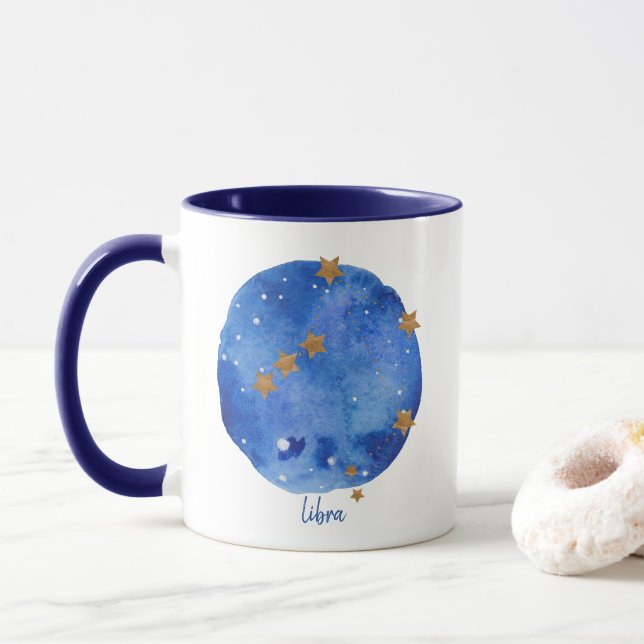 Mug Librairie Aquarelle Nuit Ciel Constellation Zodiac (Avec donut)
