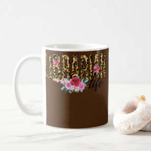 Mug Librarian Life Flower Empreinte de léopard mite