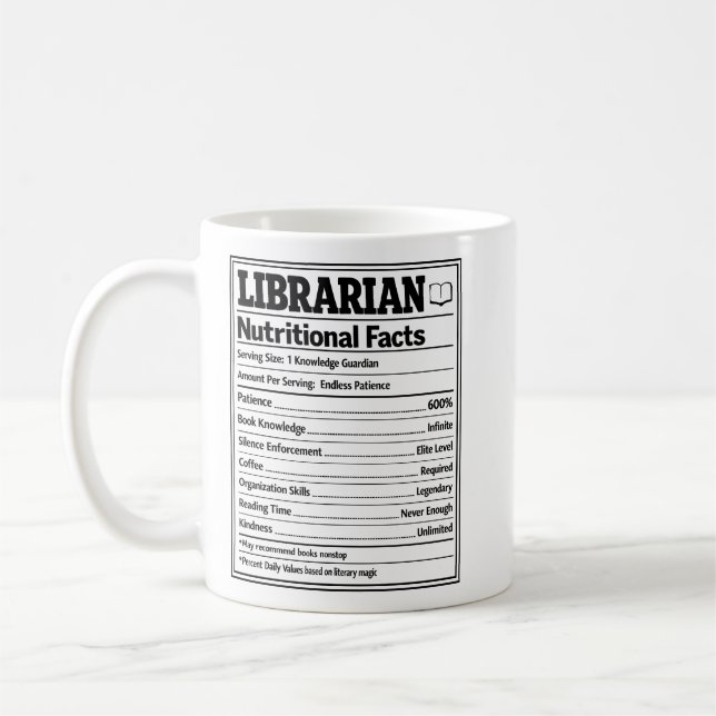 Mug Librarian Nutritional Facts Funny Book Lover (Gauche)