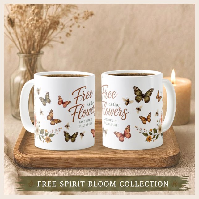 Mug Libre comme les Fleurs Graphique Boho (Créateur téléchargé)
