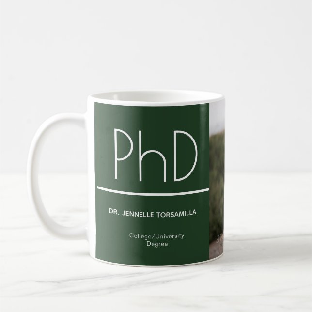 Mug Licence Green White Graduation Photo Keepsaké (Gauche)