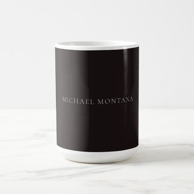 Mug Licorice Black Minimalist Plain Modern Own Name (Centre)