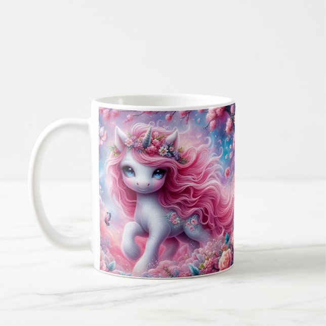 Mug Licorne à cœurs roses (Gauche)