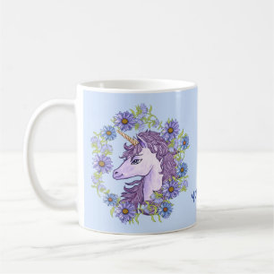 Mug Licorne aux Marguerites Bleues