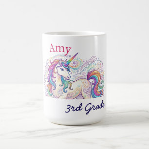 Mug licorne colorée troisième année retour à l'école n