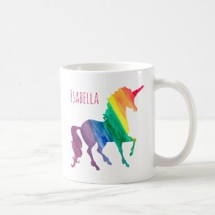 Mug Licorne d'aquarelle d'arc-en-ciel assez