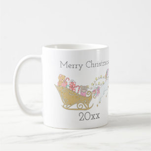 Mug Licorne de Noël pastel au traîneau du Père Noël