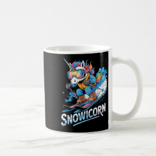 Mug licorne de ski skieuse de sport d'hiver drôle de s