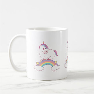 Mug licorne debout sur l'arc-en-ciel