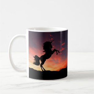 Mug Licorne Double Silhouette au Coucher du Soleil