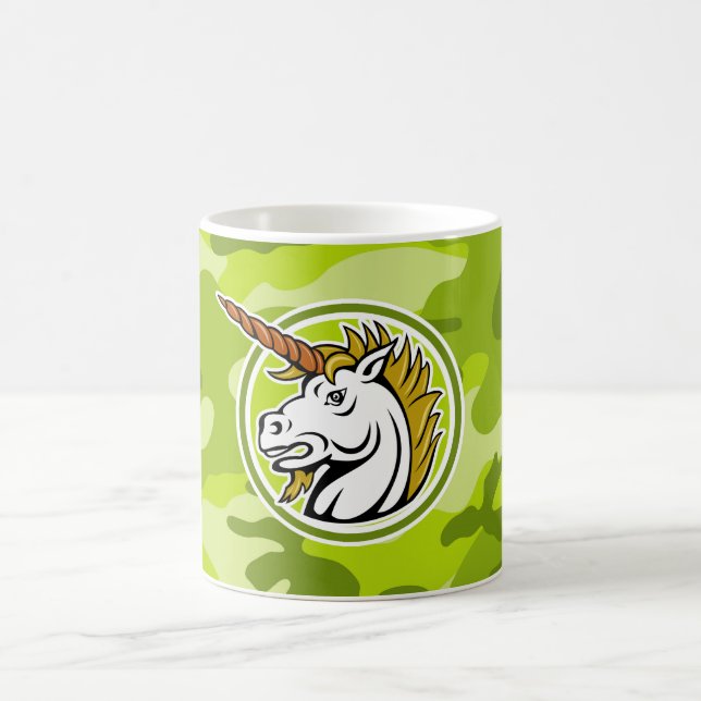 Mug Licorne fâchée ; camo vert clair, camouflage (Centre)