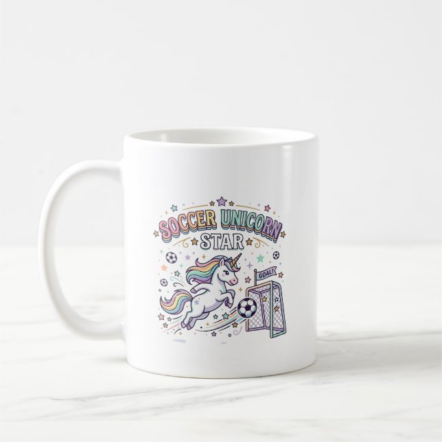 Mug Licorne Football Licorne Étoile Drôle Conception V (Gauche)