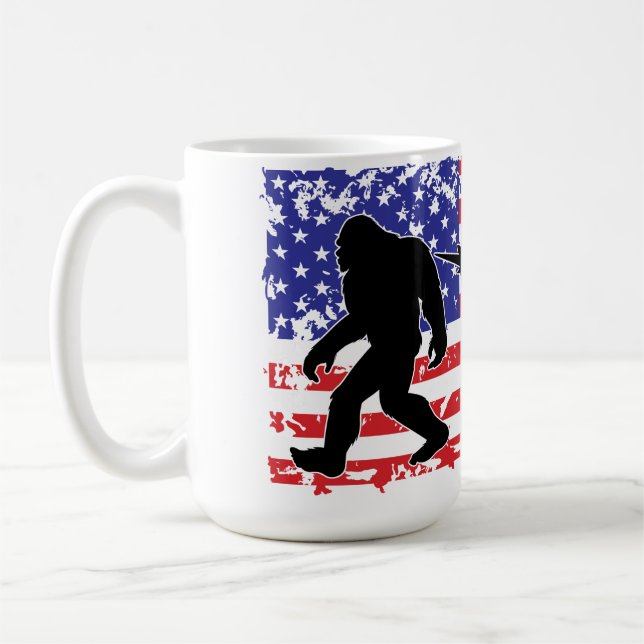 Mug Licorne, Jackalope, Bigfoot et le drapeau américai (Gauche)