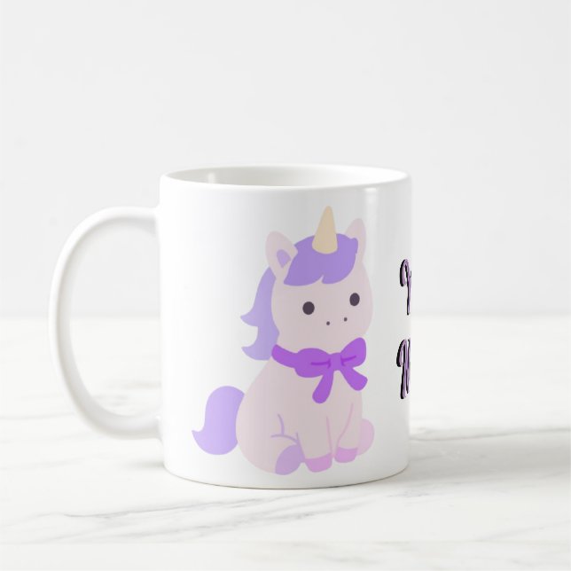 Mug Licorne Lavande Assise Kawaii Mignonne (Gauche)