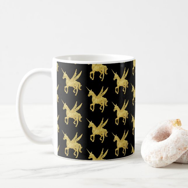 Mug licorne magique, licorne or, tendance (Avec donut)