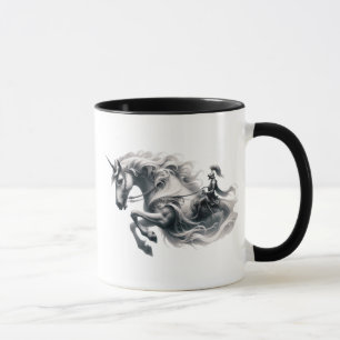Mug Licorne majestueuse et chevalier en armure.