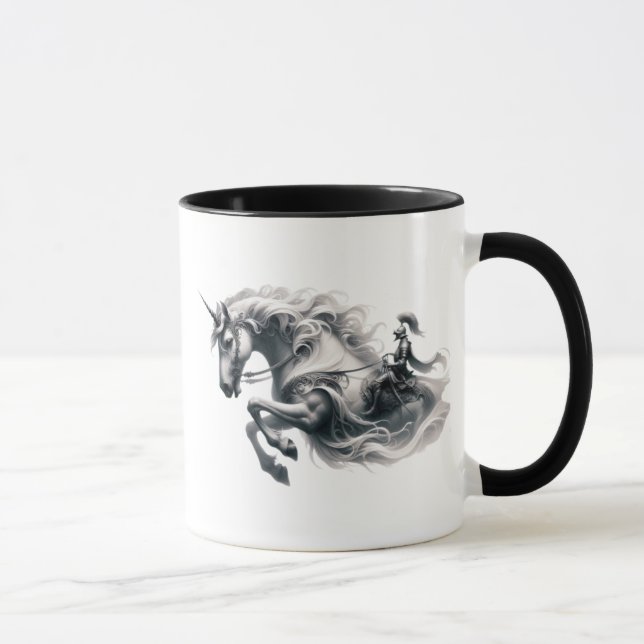 Mug Licorne majestueuse et chevalier en armure. (Droite)
