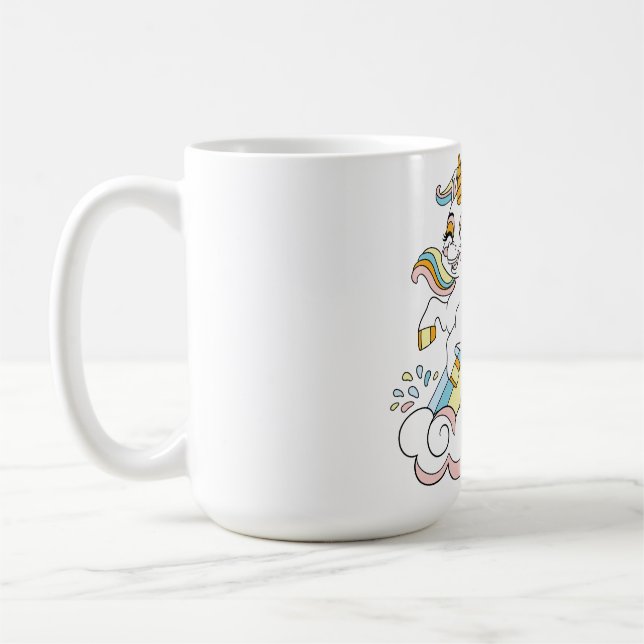Mug Licorne mignonne sur un arc-en-ciel (Gauche)