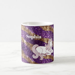 Mug Licorne Pailletée Or Violet Féminin
