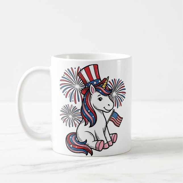 Mug Licorne Patriotique Feu d'Artifice Design de Chemi (Gauche)