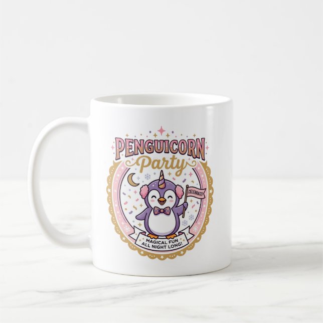 Mug Licorne Penguicorne Fête POD Prêt Design Zazzle_1 (Gauche)