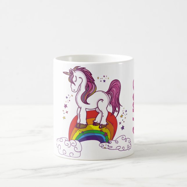 Mug Licorne Personnalisable d'arc-en-ciel (Centre)