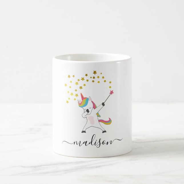 Mug Licorne personnalisée avec baguette magique étoile (Centre)