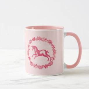 Mug Licorne rose et fleurs