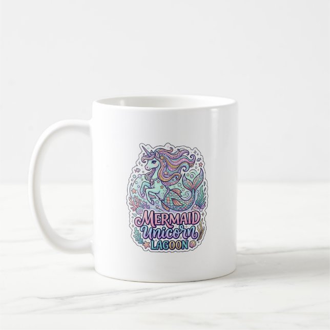 Mug Licorne Sirène Licorne Lagune Conception Graphique (Gauche)