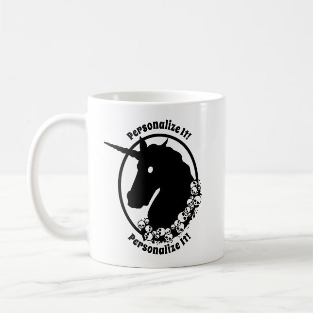 Mug Licorne Zombie de VOTRE TEXTE (Gauche)