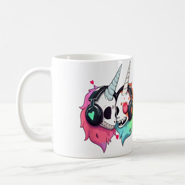 Mug Licorne Zombie Mignonne Dj Rave Edm (Gauche)