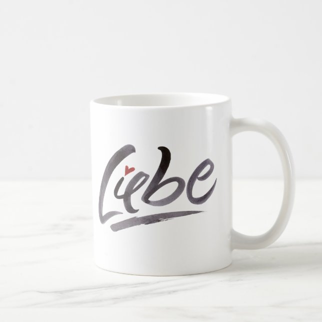 Mug Liebe Love Hertz Allemagne Brush Letters (Droite)