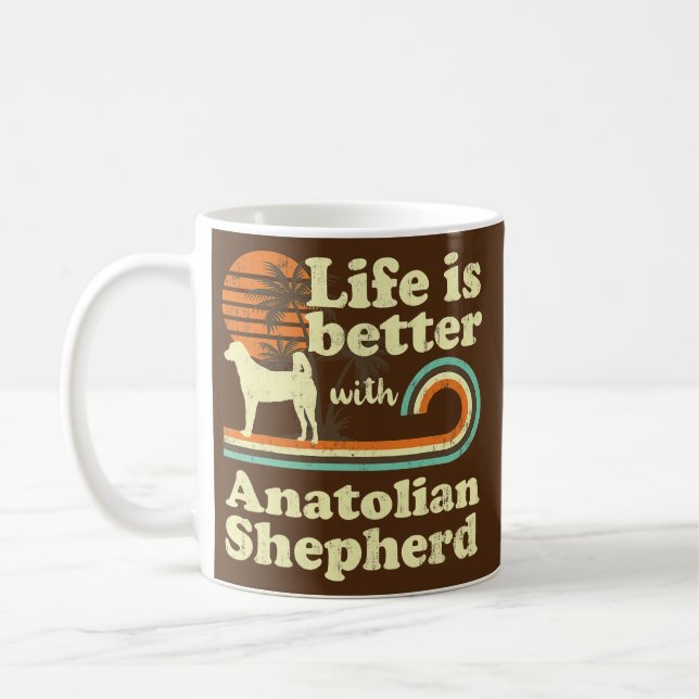 Mug Life Better Anatolian Shepherd Vintage Dog Mom (Gauche)