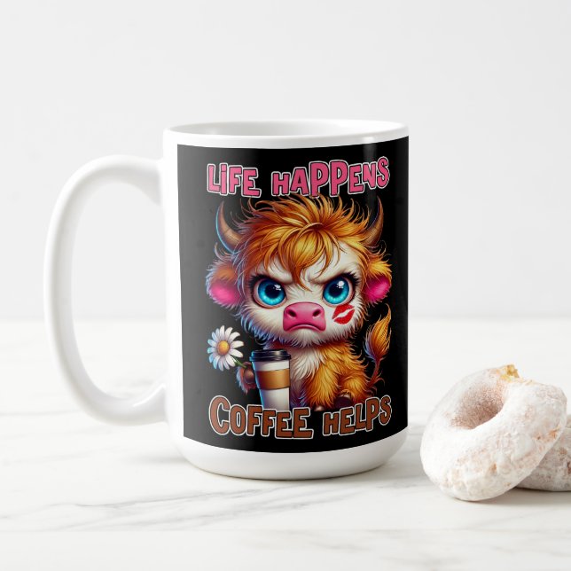 Mug Life Happens Coffee Helps  (Avec donut)