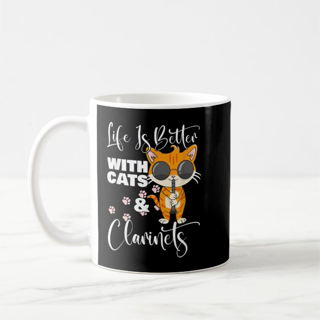 Mug Life Is Better With Cats And Clarinets Kitty Clari (Gauche)