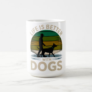 Mug Life Is Better With Dogs Retro Sunset T-Shirt 
