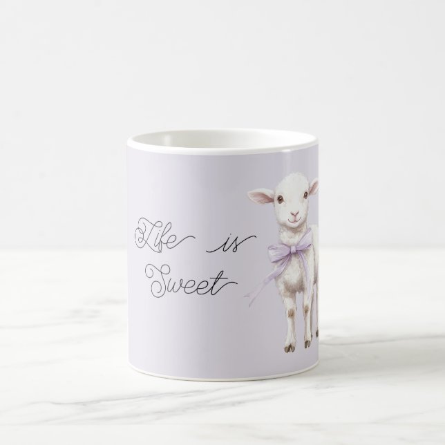 Mug Life is Sweet Lavender Bow Happy Lamb (Centre)