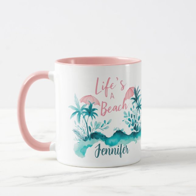 Mug Life's a Beach Funny Surfer Girl Citation Personna (Gauche)