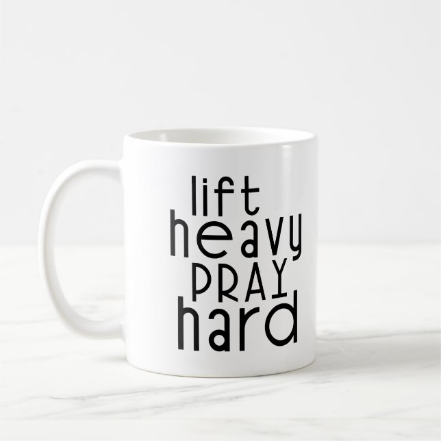 Mug Lift Heavy Pray Dur Christian Gym Citation de l'am (Gauche)